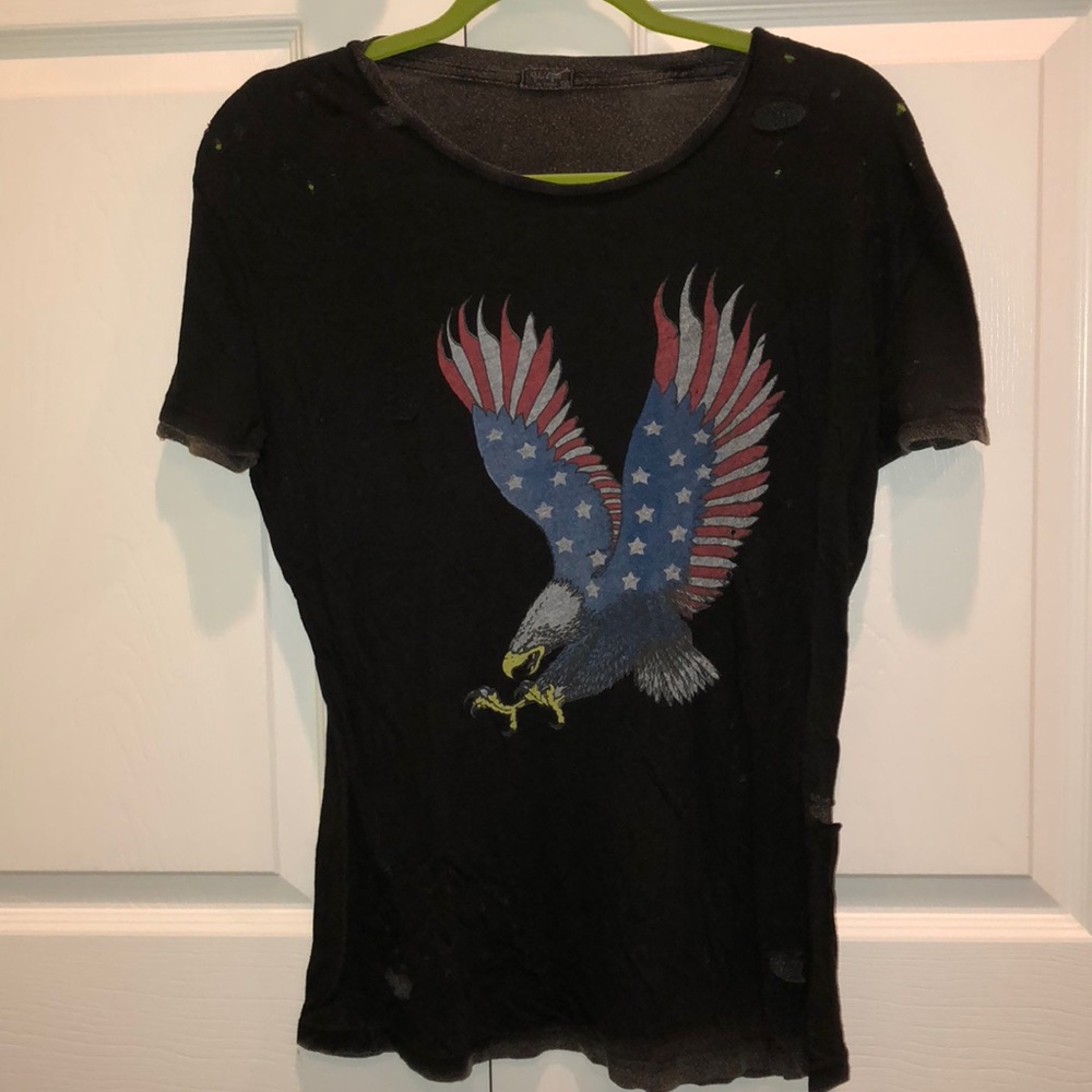 Distressed black/ grey eagle t shirt